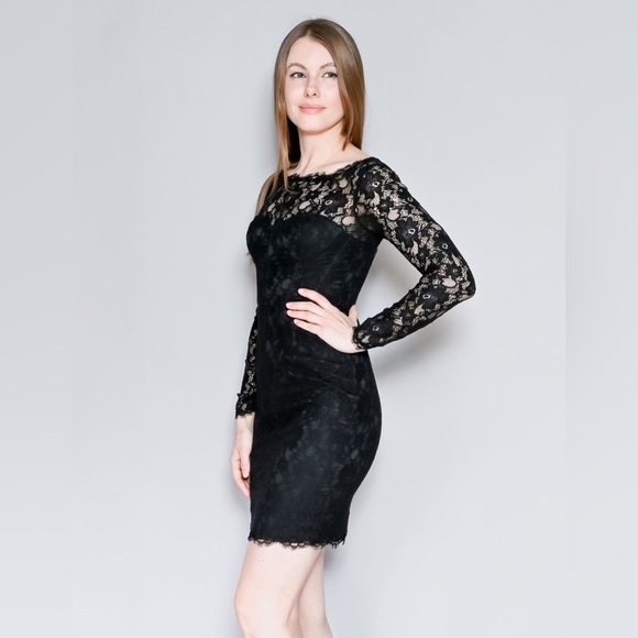 BCBG MaxAzria Black Lace Arlena Mini Dress Size 0 - Picture 8 of 8